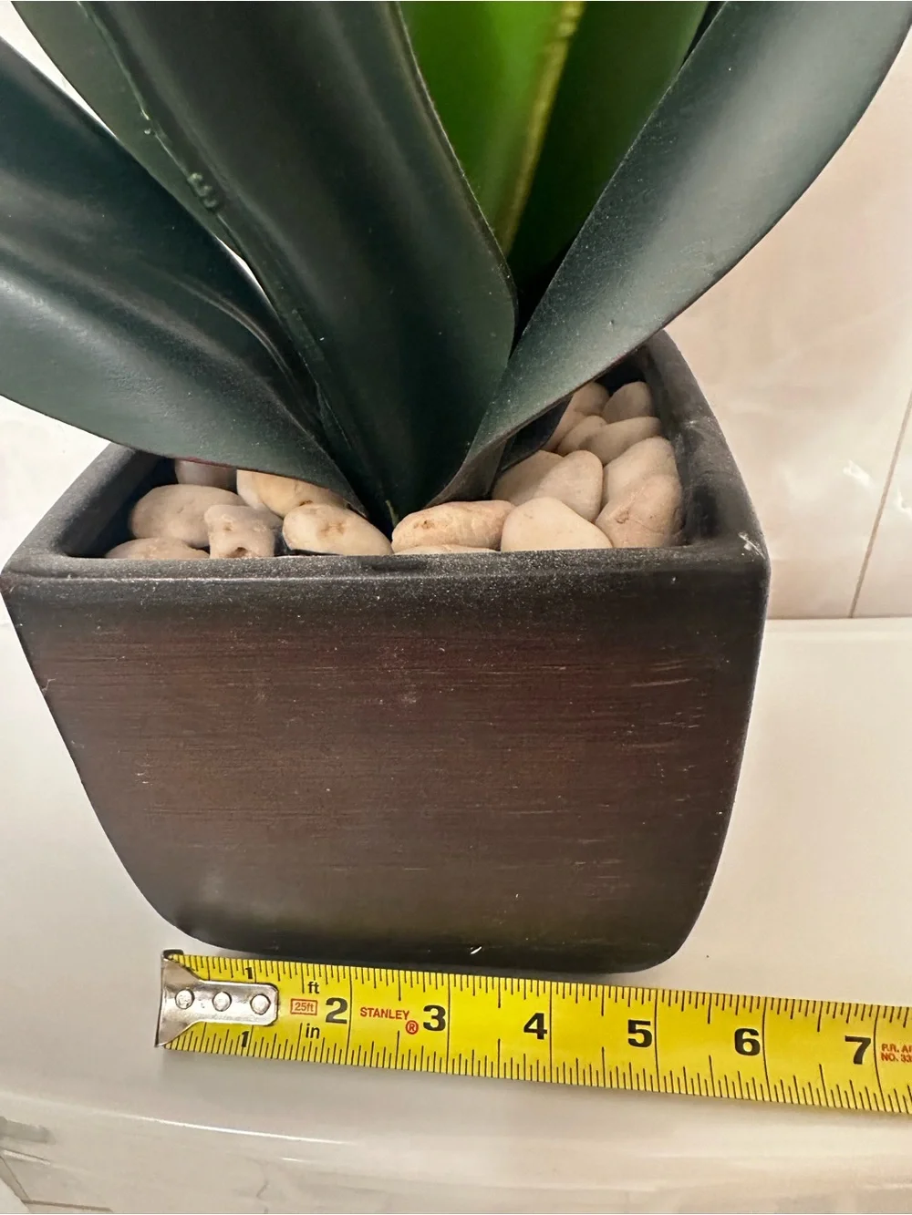 12” Agave Succulent Artificial Plant Home Decor In Black Square Planter
